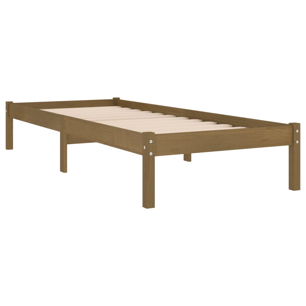 Bedframe Massief Hout Honingbruin 75X190 Cm 2Ft6 Small Single