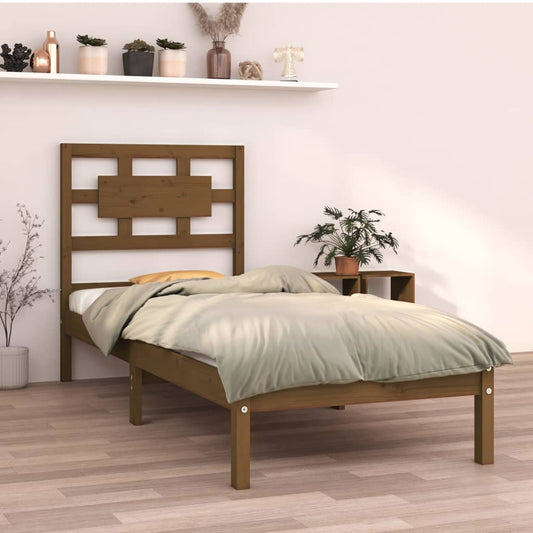 Bedframe Massief Hout Honingbruin 75X190 Cm 2Ft6 Small Single