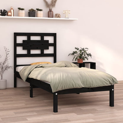 Bedframe Massief Hout Zwart 75X190 Cm 2Ft6 Small Single