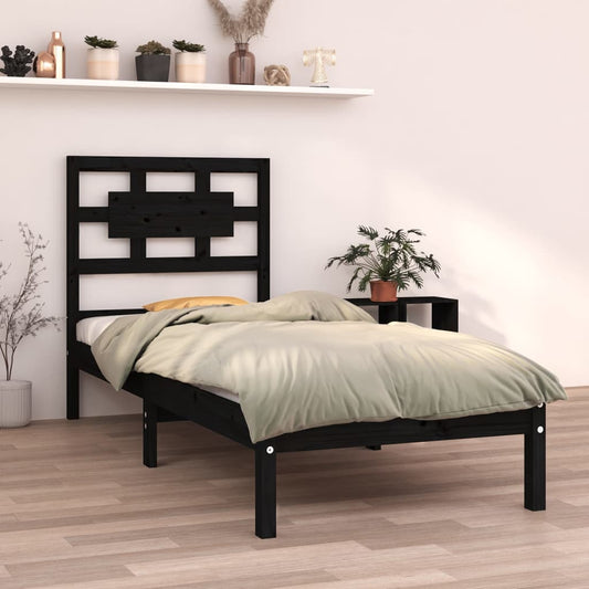 Bedframe Massief Hout Zwart 75X190 Cm 2Ft6 Small Single