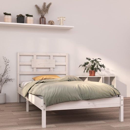 Bedframe Massief Hout Wit 90X190 Cm 3Ft Single