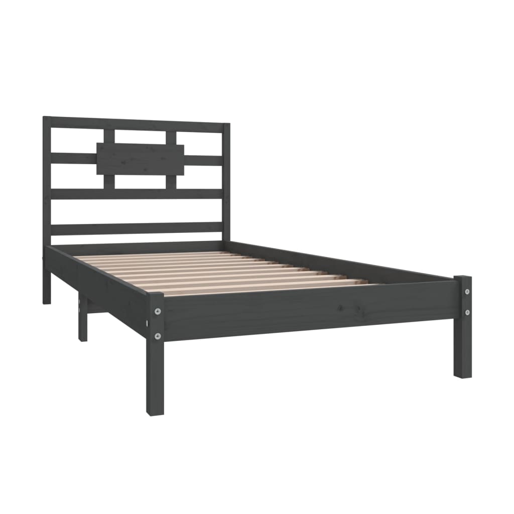 Bedframe Massief Hout Grijs 90X190 Cm 3Ft Single