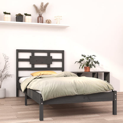 Bedframe Massief Hout Grijs 90X190 Cm 3Ft Single