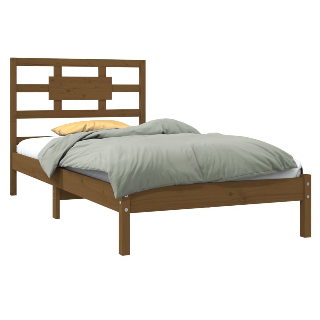 Bedframe Massief Hout Honingbruin 90X190 Cm 3Ft Single