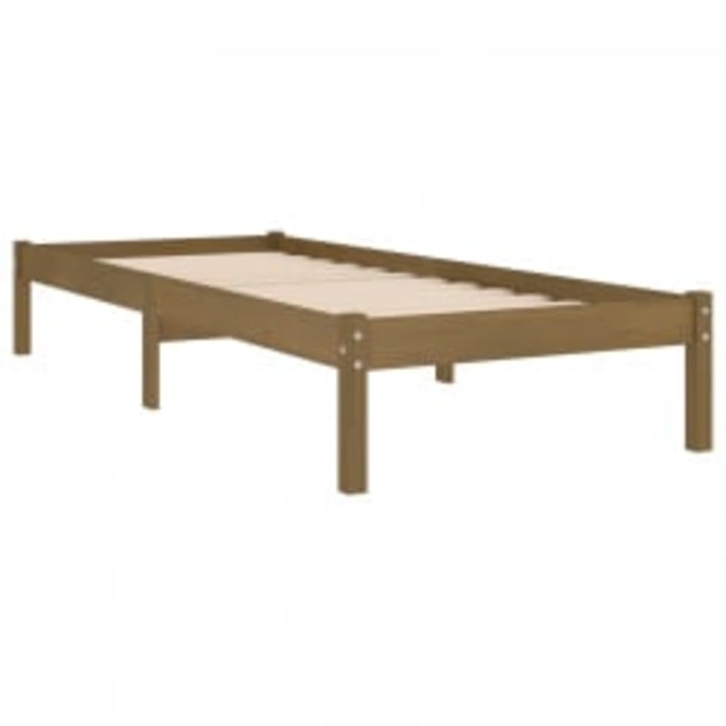 Bedframe Massief Hout Honingbruin 90X190 Cm 3Ft Single