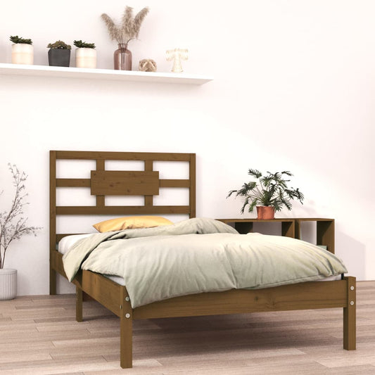 Bedframe Massief Hout Honingbruin 90X190 Cm 3Ft Single