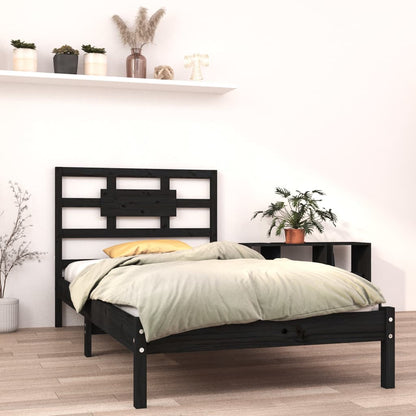 Bedframe Massief Hout Zwart 90X190 Cm 3Ft Single