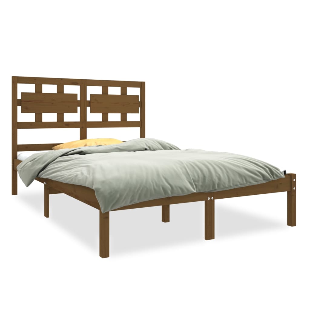 Bedframe Massief Hout Honingbruin 120X190 Cm 4Ft Small Double