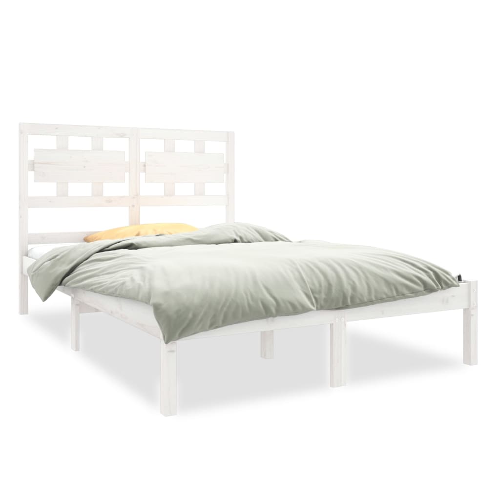 Bedframe Massief Hout Wit 140X190 Cm