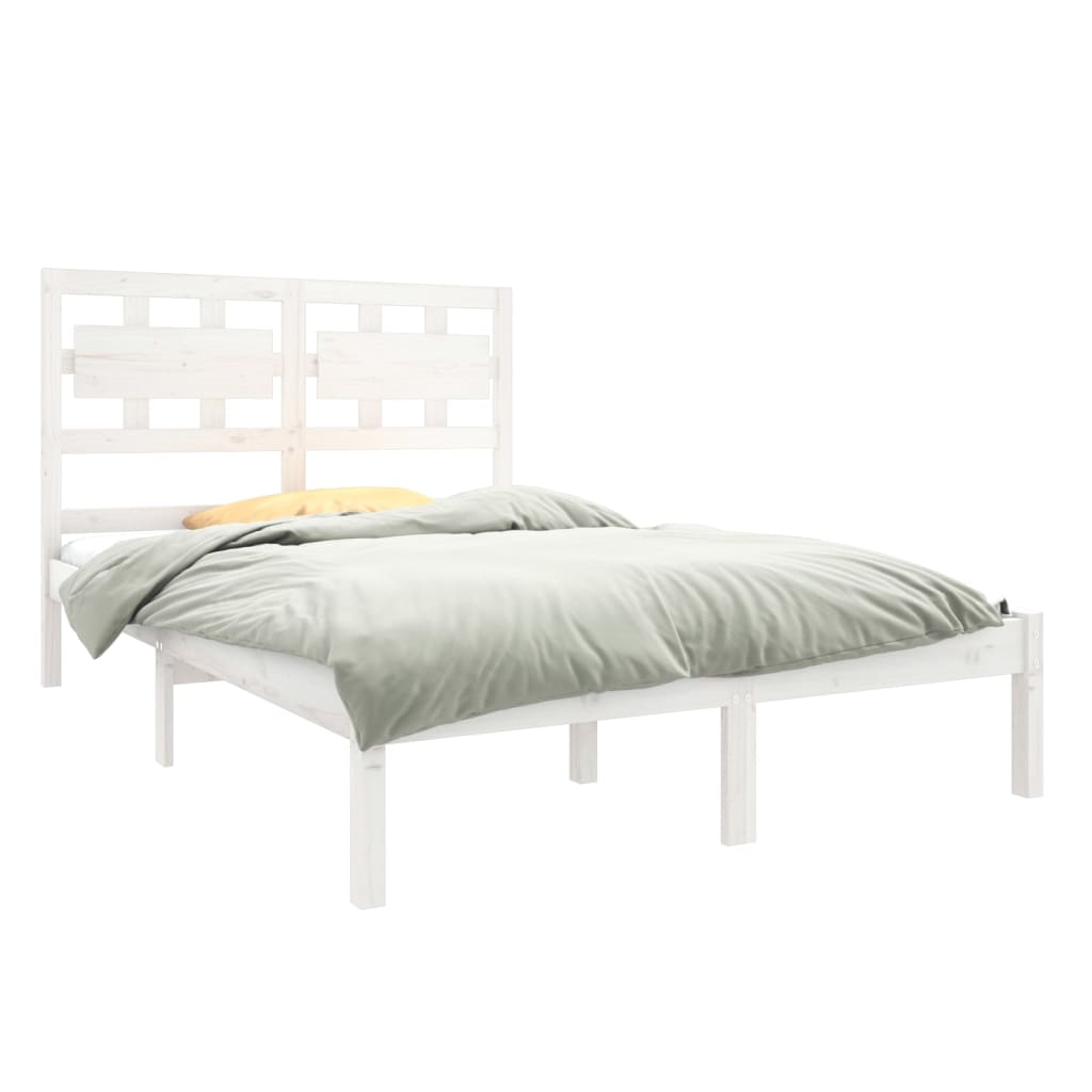 Bedframe Massief Hout Wit 140X190 Cm