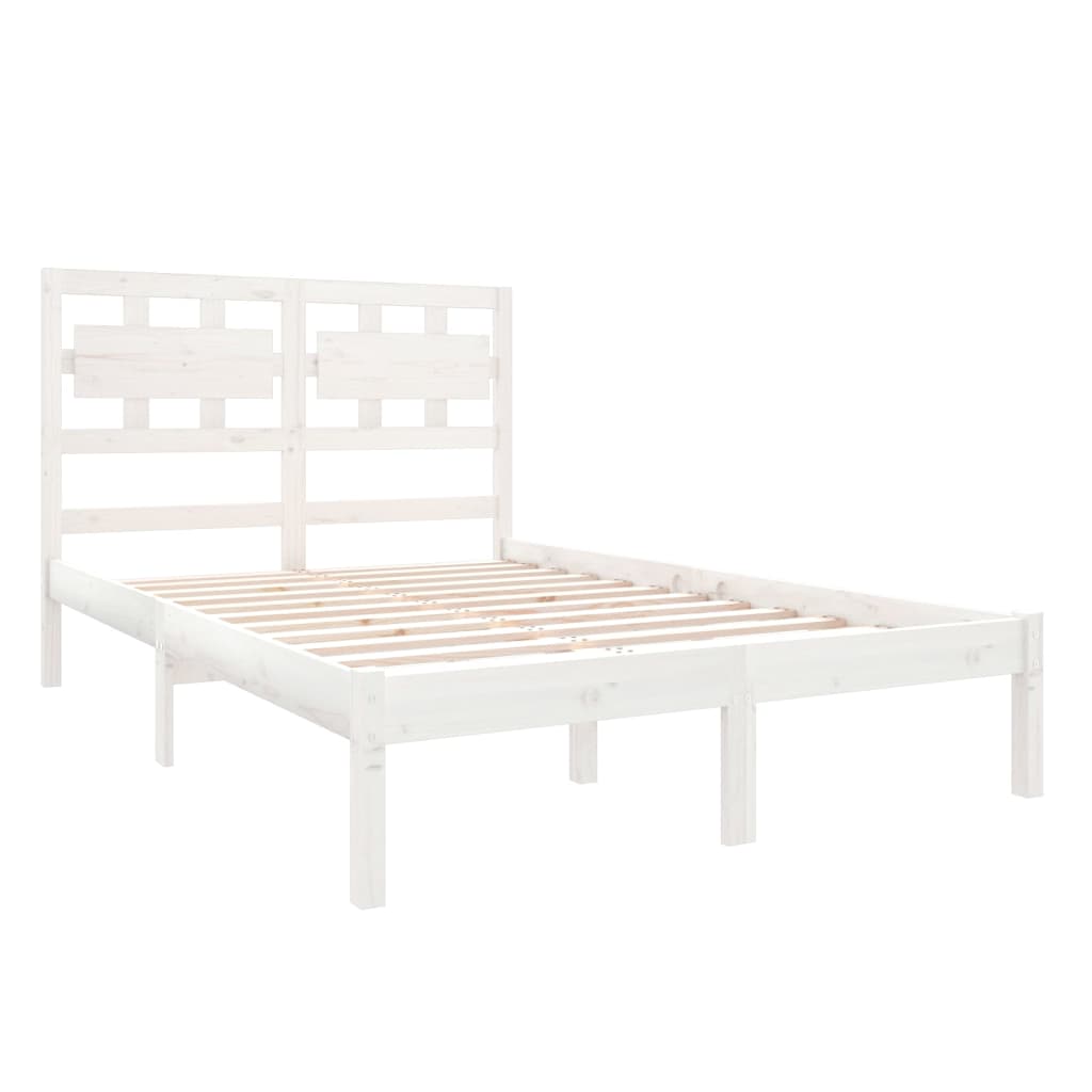 Bedframe Massief Hout Wit 140X190 Cm
