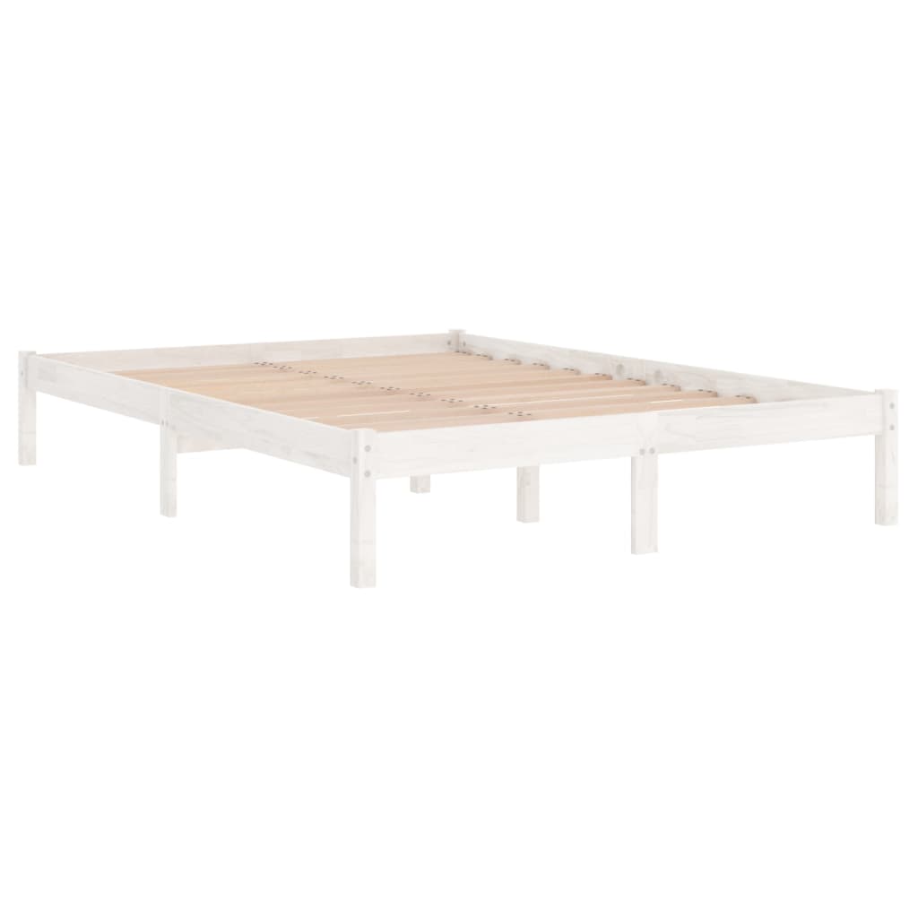 Bedframe Massief Hout Wit 140X190 Cm