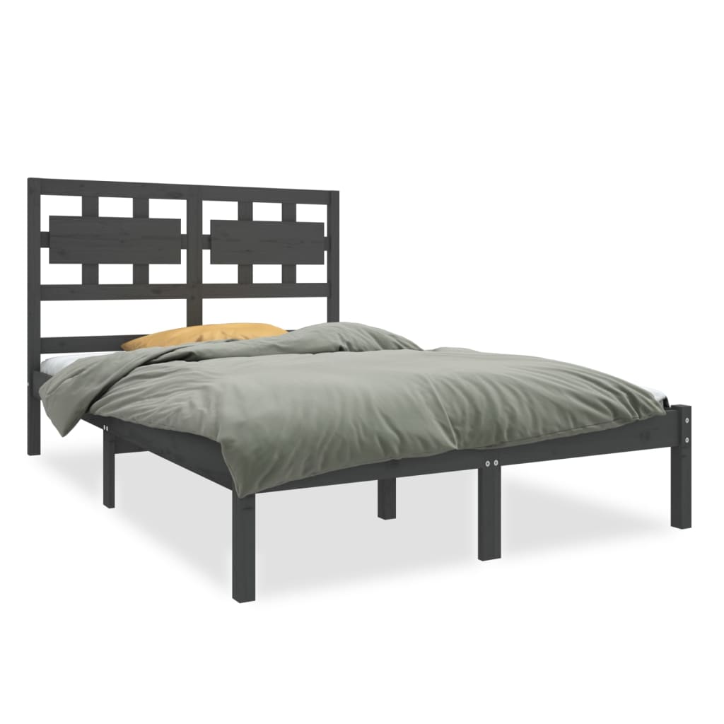 Bedframe Massief Hout Grijs 140X190 Cm