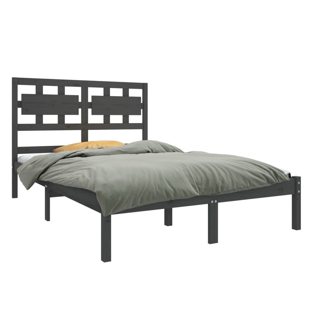 Bedframe Massief Hout Grijs 140X190 Cm
