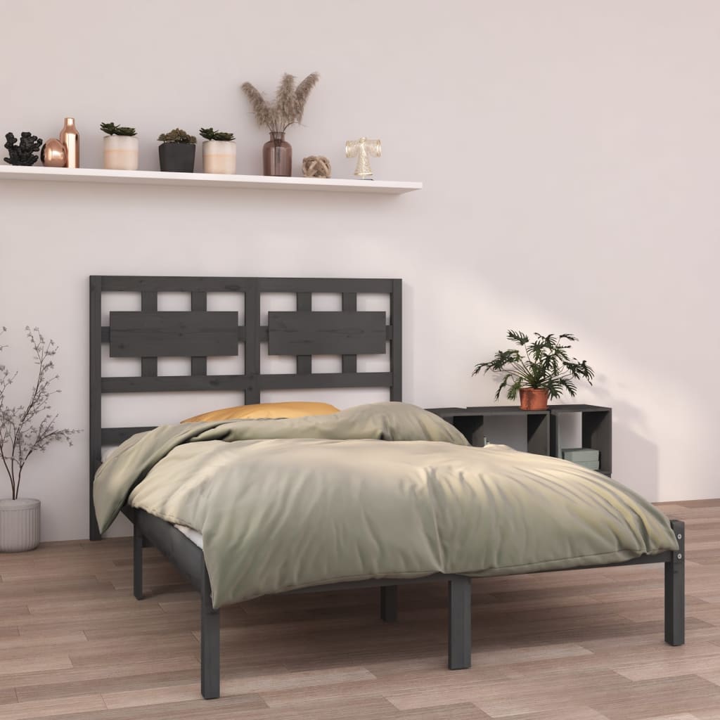 Bedframe Massief Hout Grijs 140X190 Cm