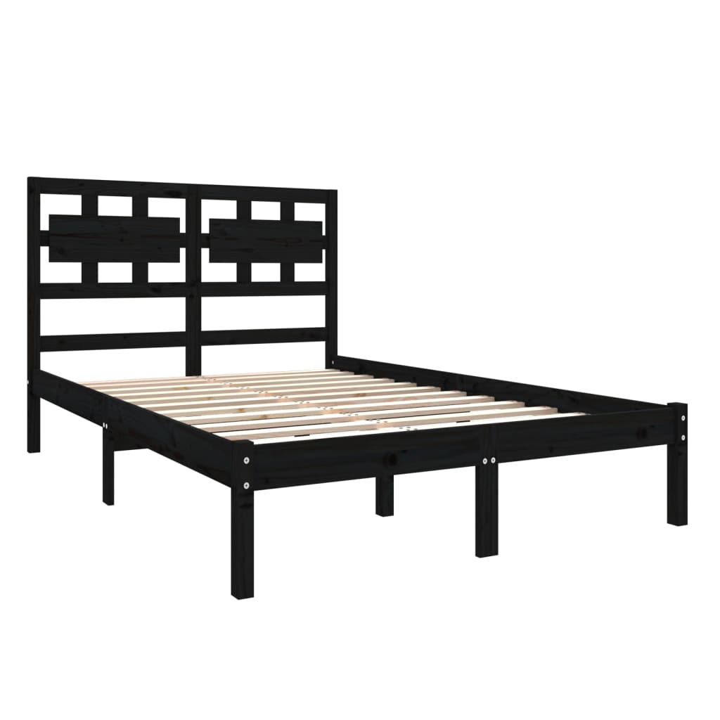 Bedframe Massief Hout Zwart 140X190 Cm