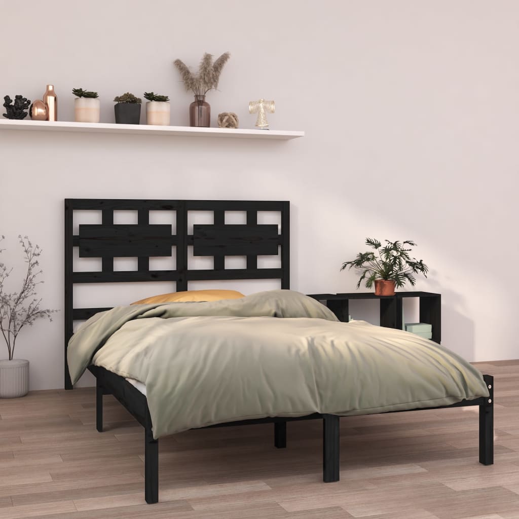 Bedframe Massief Hout Zwart 140X190 Cm