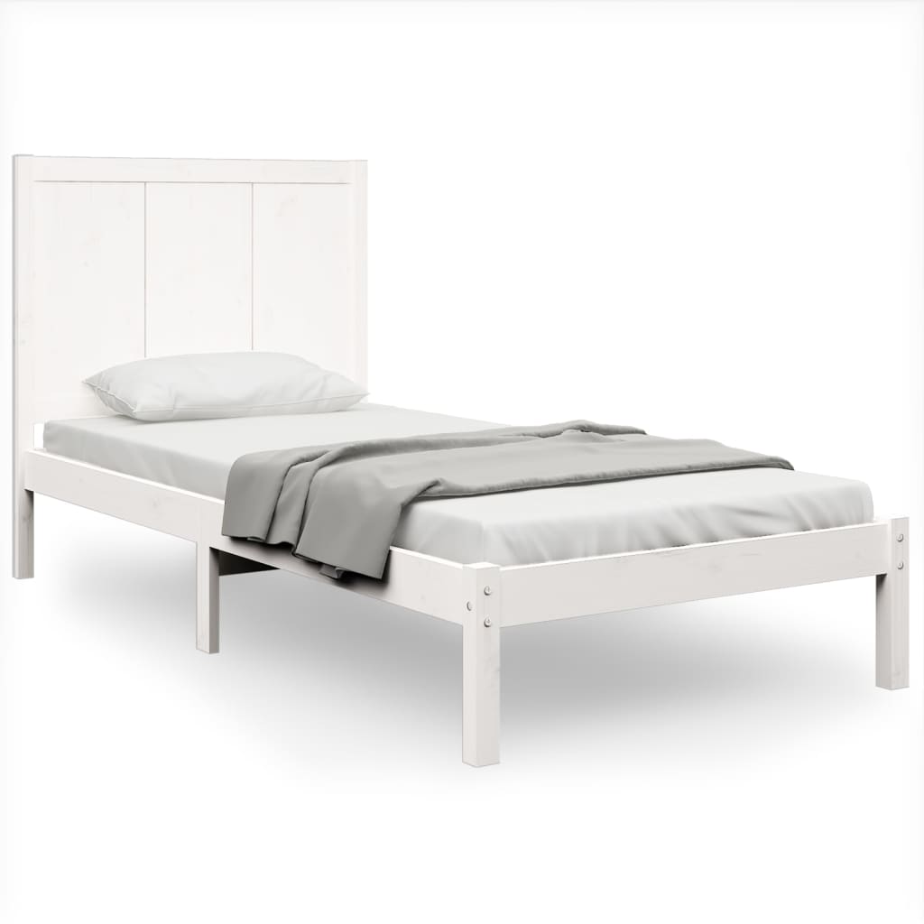 Bedframe Massief Grenenhout Wit 75X190 Cm 2Ft6 Small Single