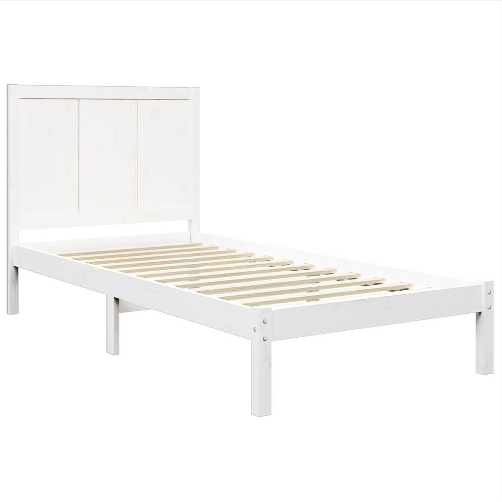 Bedframe Massief Grenenhout Wit 75X190 Cm 2Ft6 Small Single