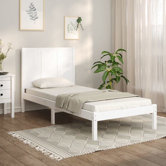 Bedframe Massief Grenenhout Wit 75X190 Cm 2Ft6 Small Single