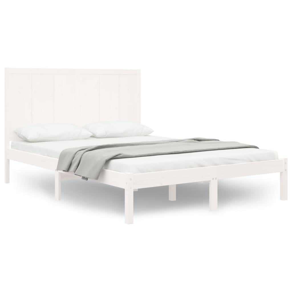Bedframe Massief Grenenhout Wit 140X190 Cm