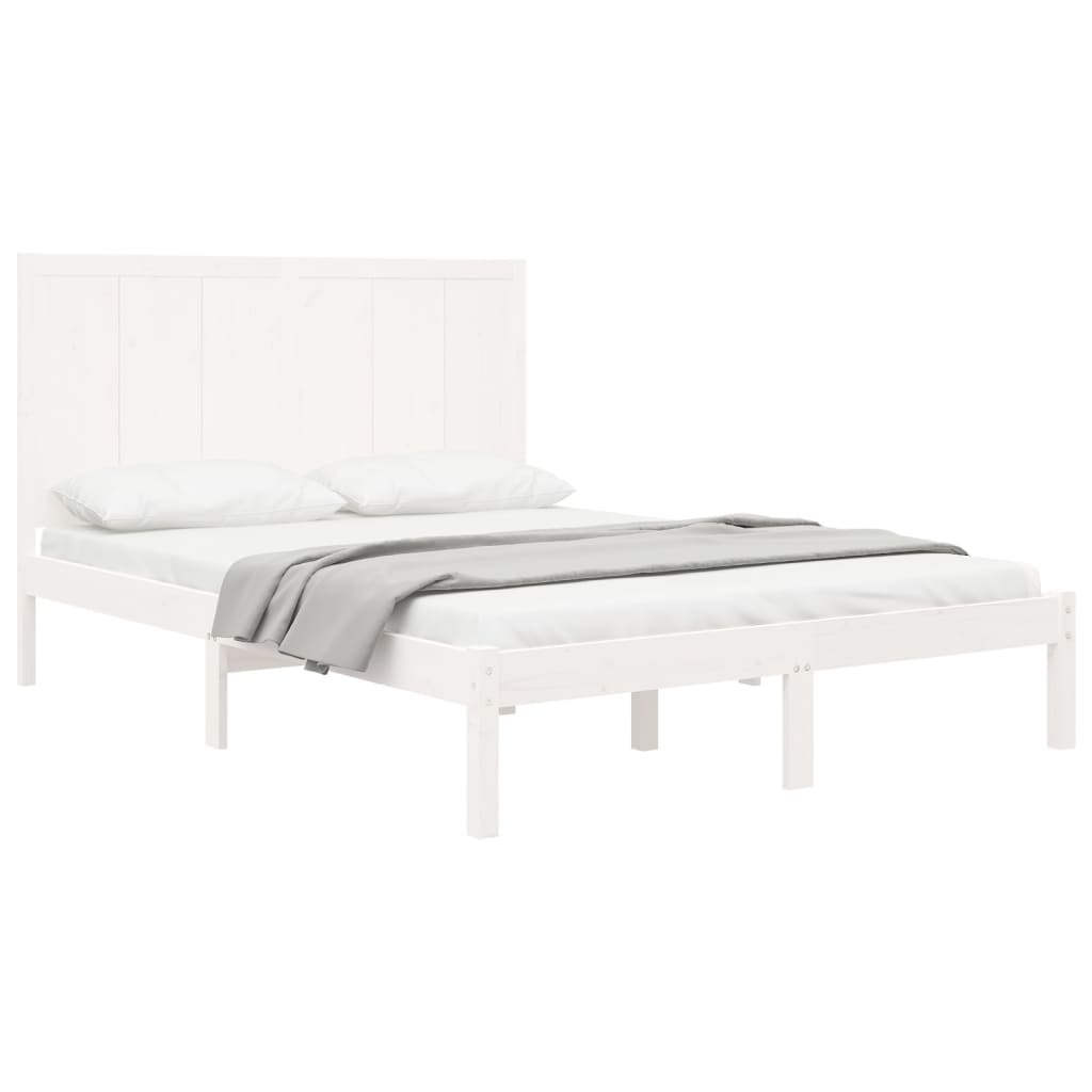 Bedframe Massief Grenenhout Wit 140X190 Cm