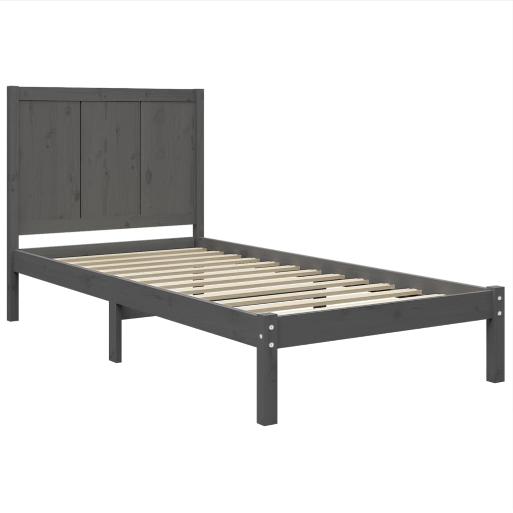 Bedframe Massief Grenenhout Grijs 100X200 Cm