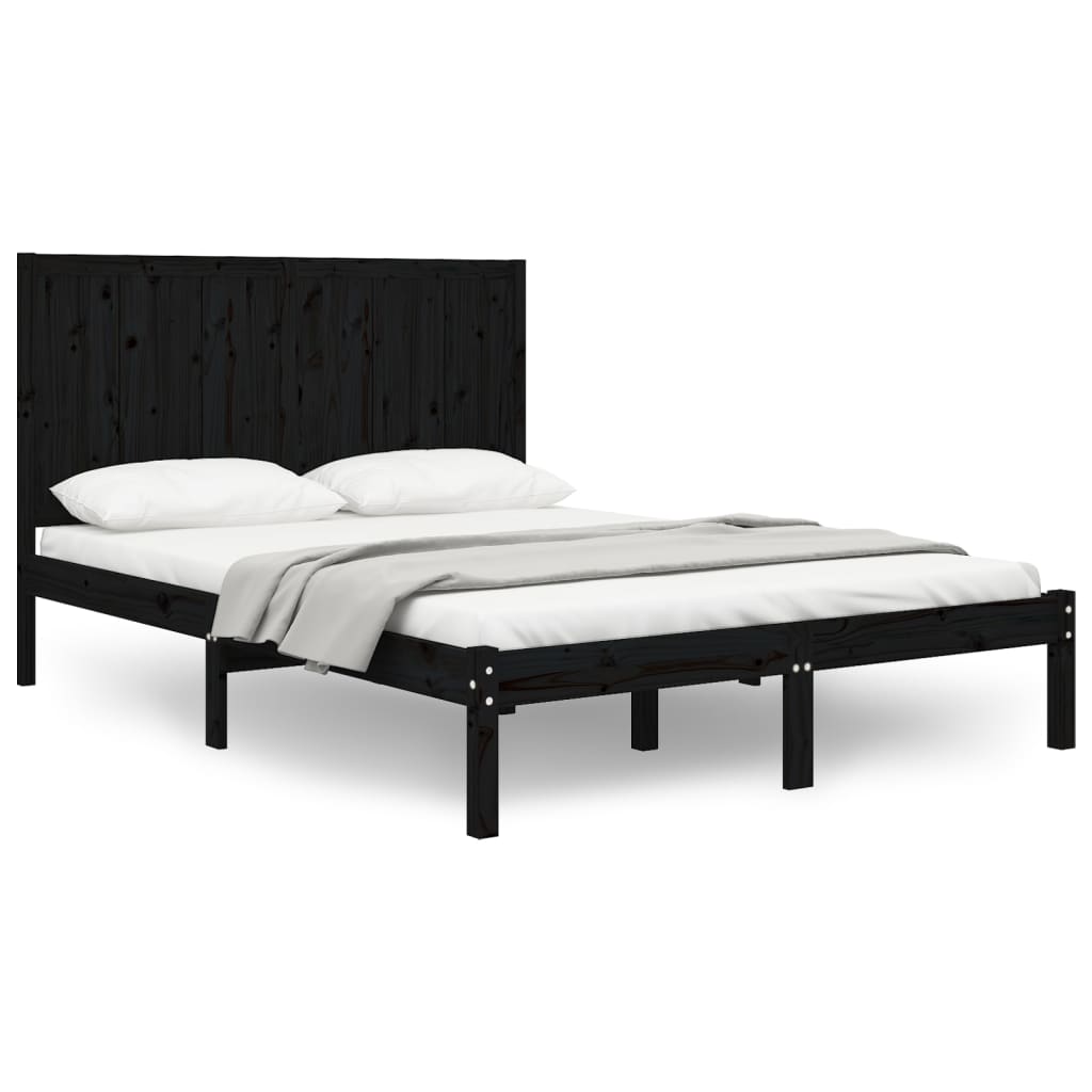 Bedframe Massief Grenenhout Zwart 120X200 Cm