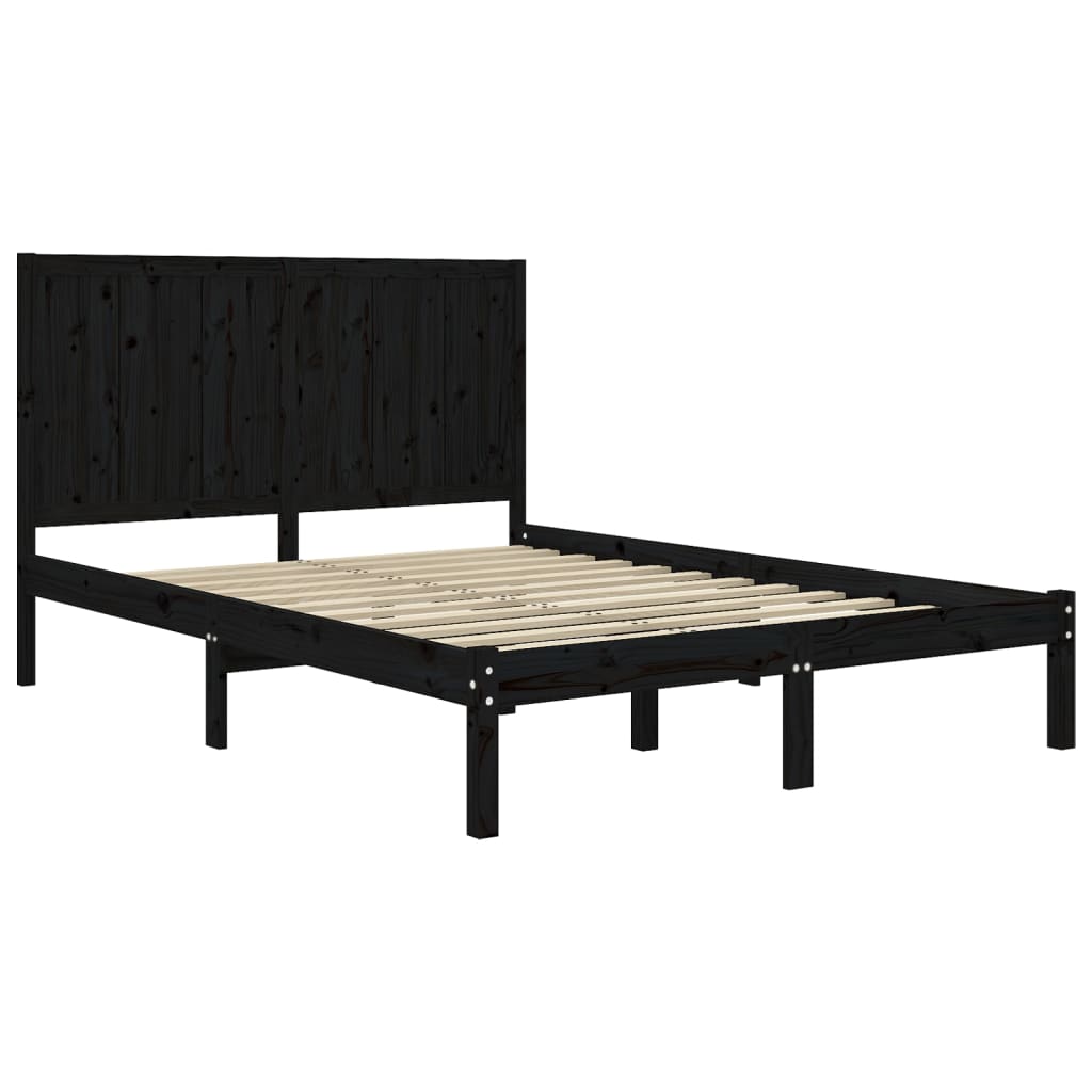 Bedframe Massief Grenenhout Zwart 120X200 Cm