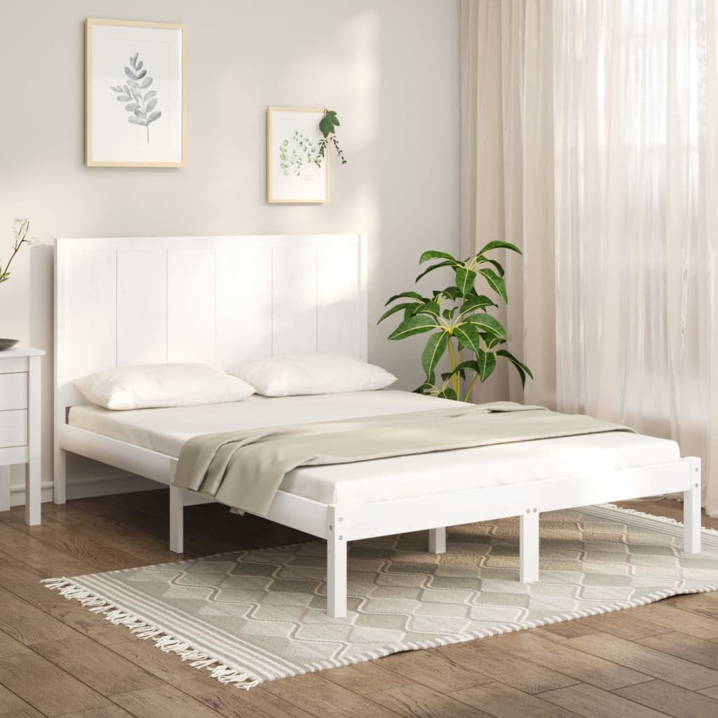 Bedframe Massief Grenenhout Wit 140X200 Cm
