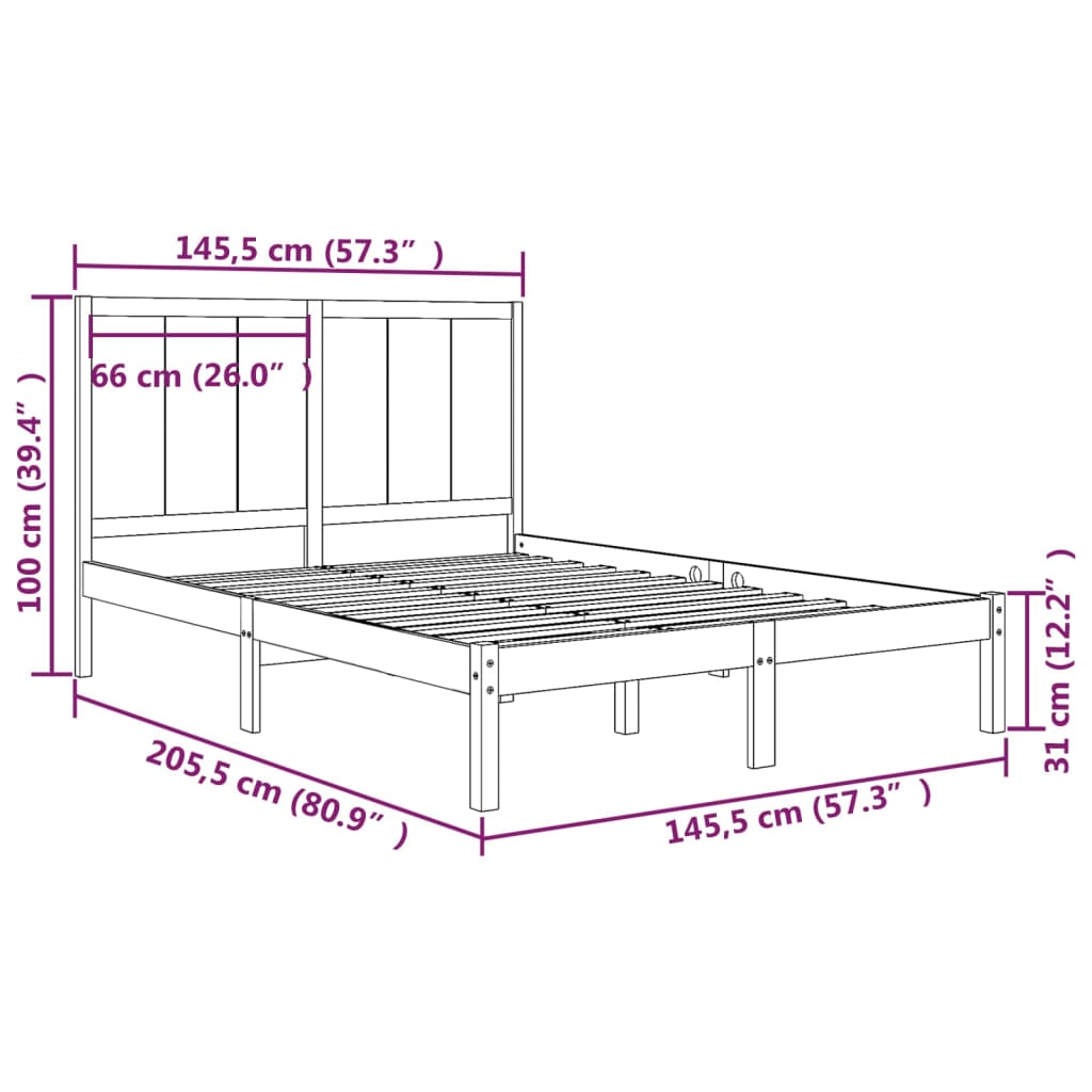 Bedframe Massief Grenenhout Honingbruin 140X200 Cm