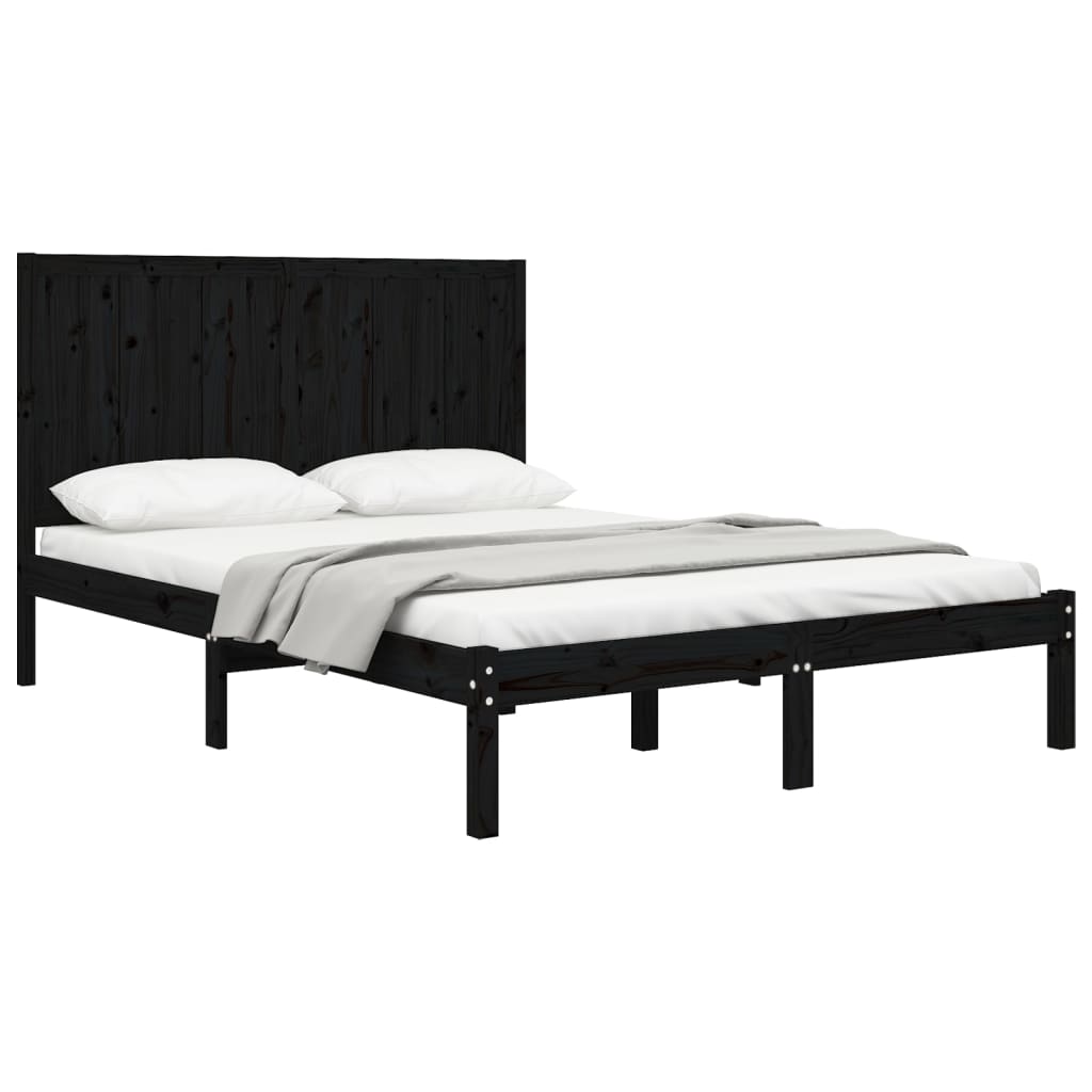 Bedframe Massief Grenenhout Zwart 160X200 Cm