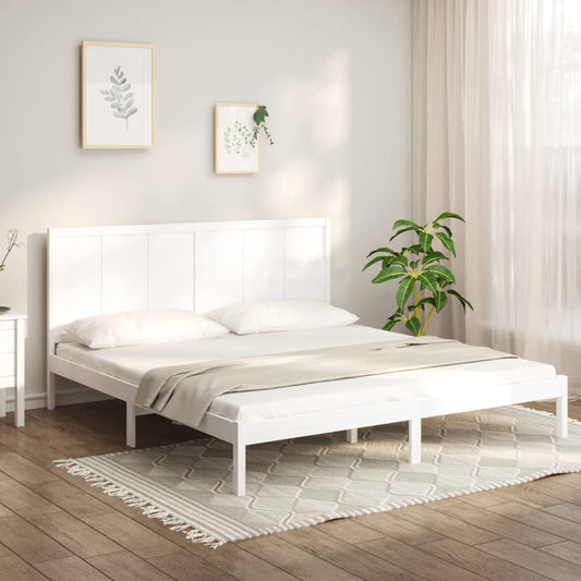 Bedframe Massief Grenenhout Wit 180X200 Cm 6Ft Super King