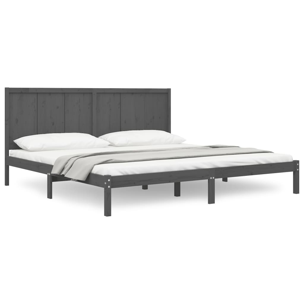 Bedframe Massief Grenenhout Grijs 180X200 Cm 6Ft Super King