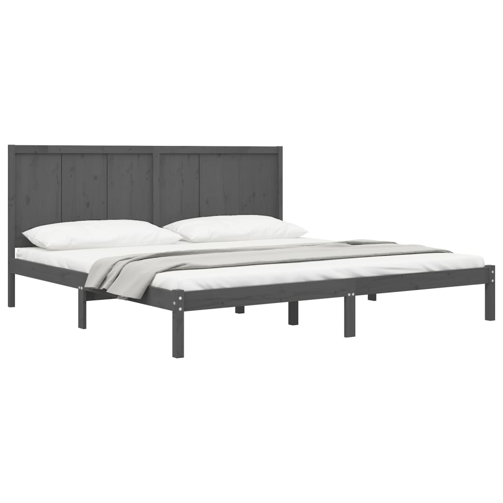 Bedframe Massief Grenenhout Grijs 180X200 Cm 6Ft Super King