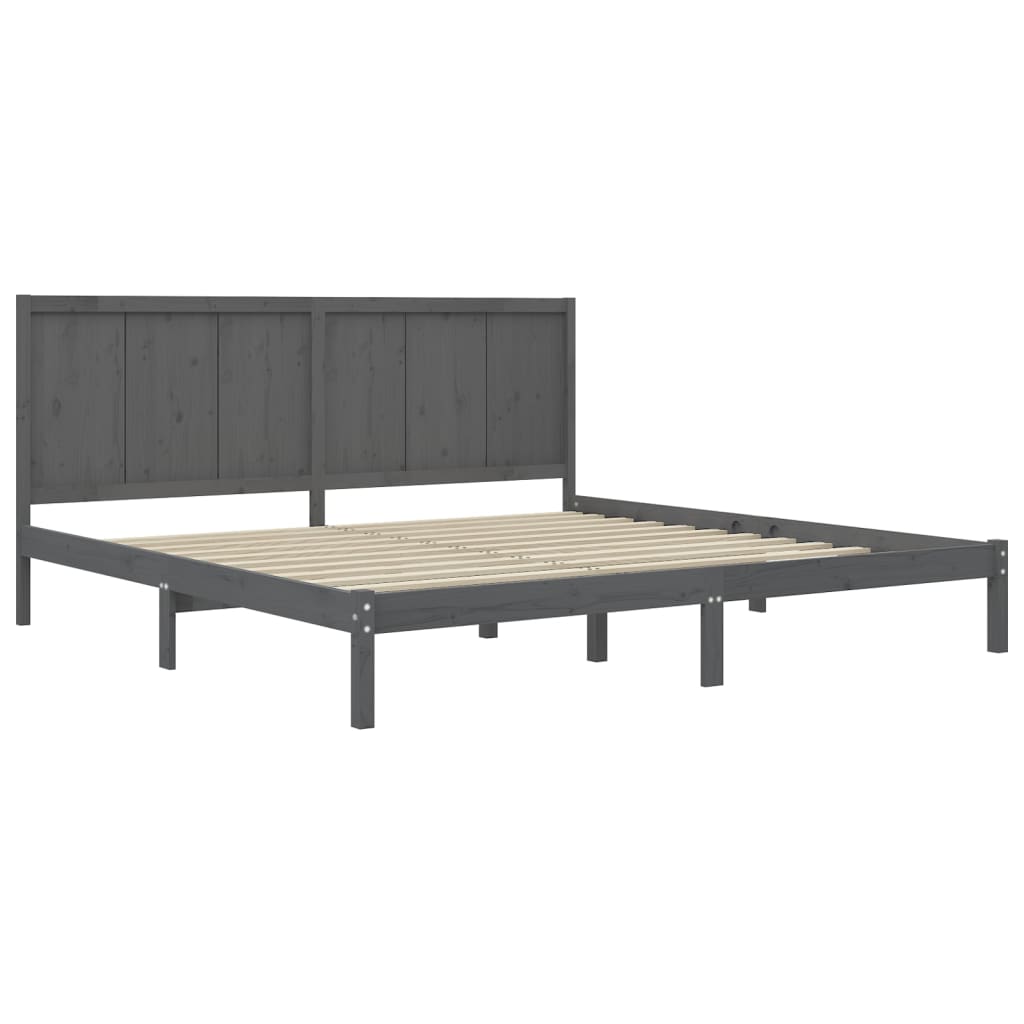 Bedframe Massief Grenenhout Grijs 180X200 Cm 6Ft Super King