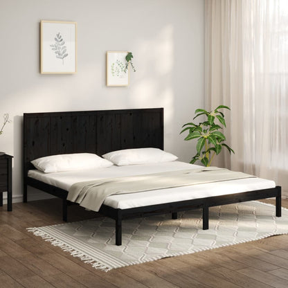 Bedframe Massief Grenenhout Zwart 180X200 Cm 6Ft Super King