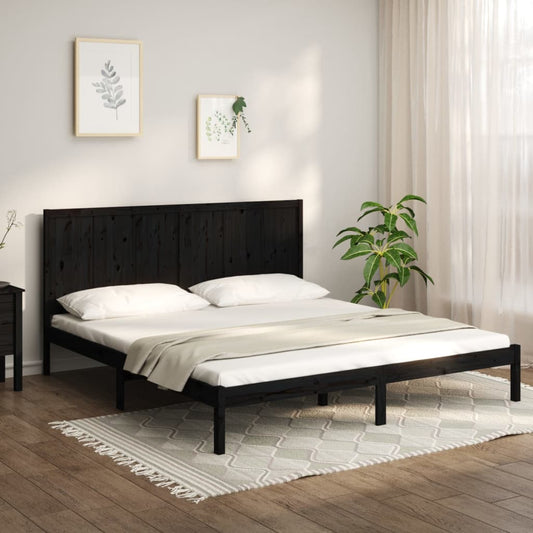 Bedframe Massief Grenenhout Zwart 180X200 Cm 6Ft Super King