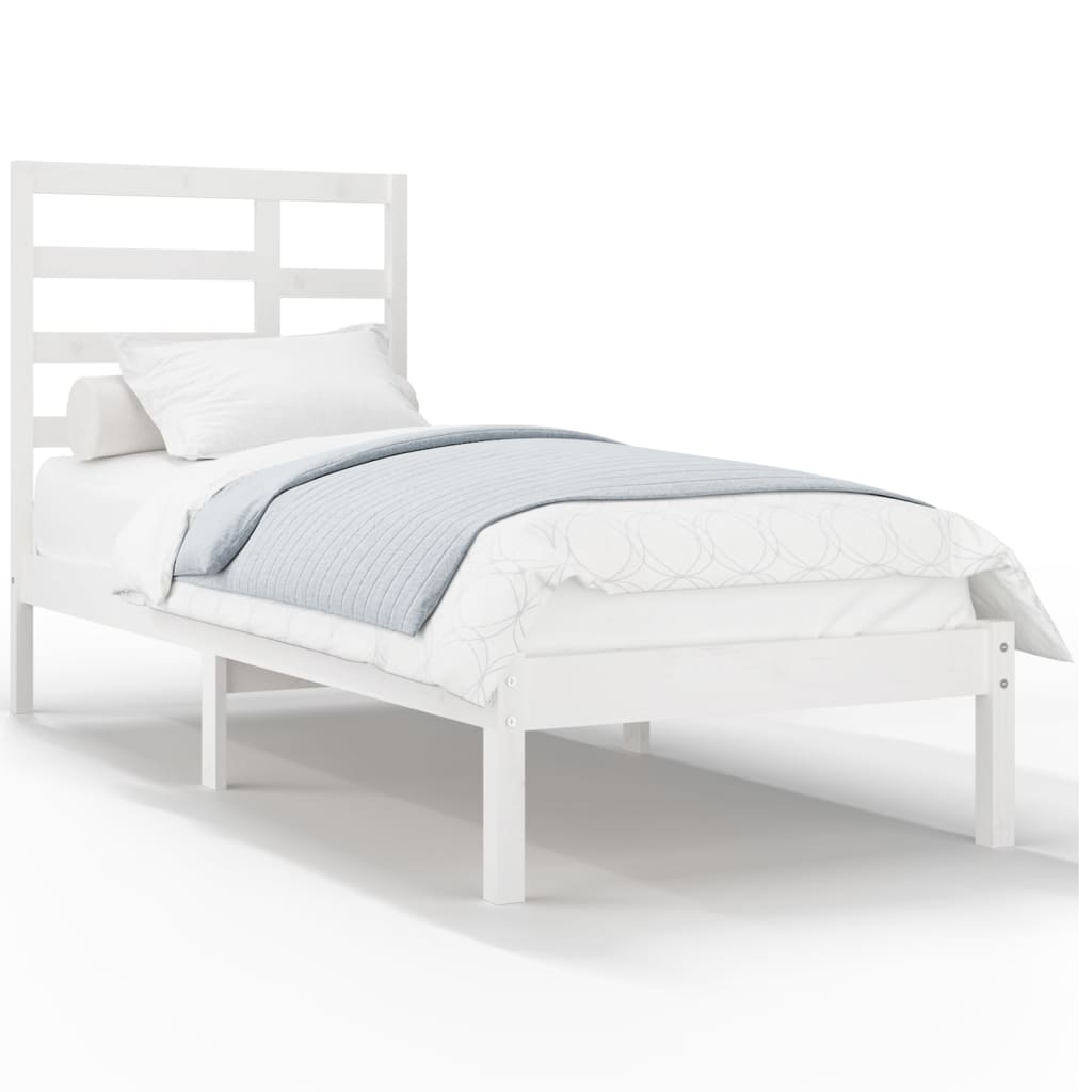 Bedframe Massief Hout Wit 75X190 Cm 2Ft6 Small Single