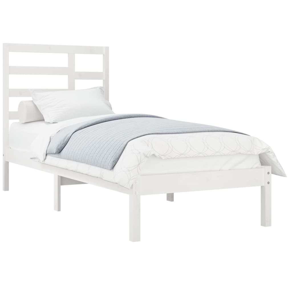 Bedframe Massief Hout Wit 75X190 Cm 2Ft6 Small Single