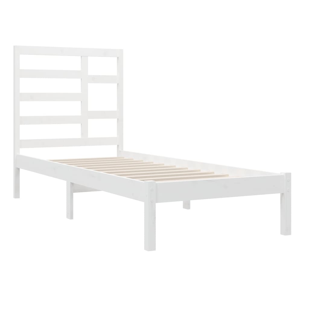 Bedframe Massief Hout Wit 75X190 Cm 2Ft6 Small Single