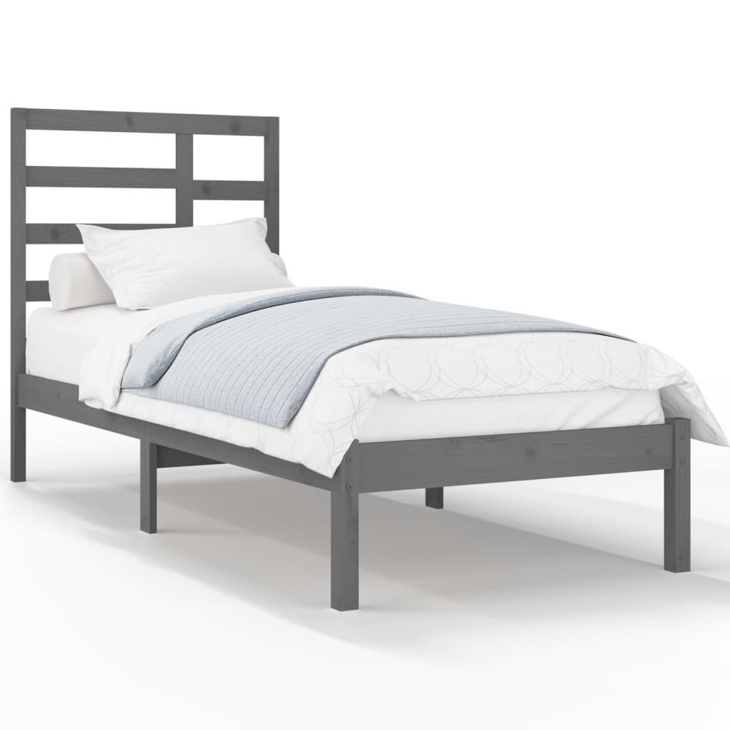 Bedframe Massief Hout Grijs 75X190 Cm 2Ft6 Small Single