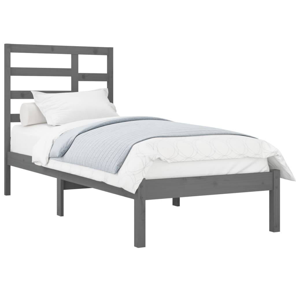 Bedframe Massief Hout Grijs 75X190 Cm 2Ft6 Small Single
