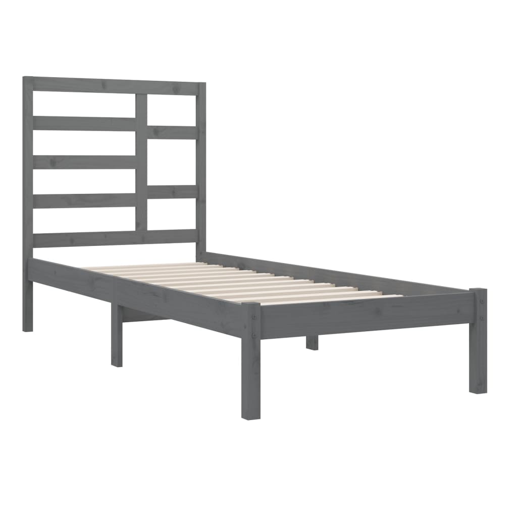 Bedframe Massief Hout Grijs 75X190 Cm 2Ft6 Small Single