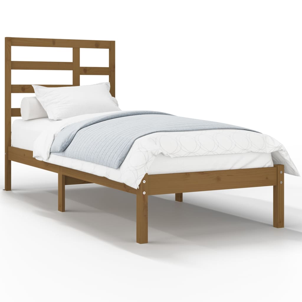 Bedframe Massief Hout Honingbruin 90X190 Cm 3Ft Single