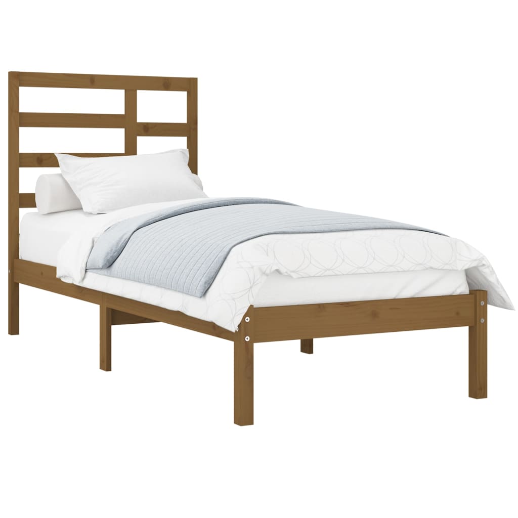 Bedframe Massief Hout Honingbruin 90X190 Cm 3Ft Single
