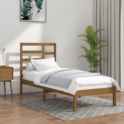 Bedframe Massief Hout Honingbruin 90X190 Cm 3Ft Single