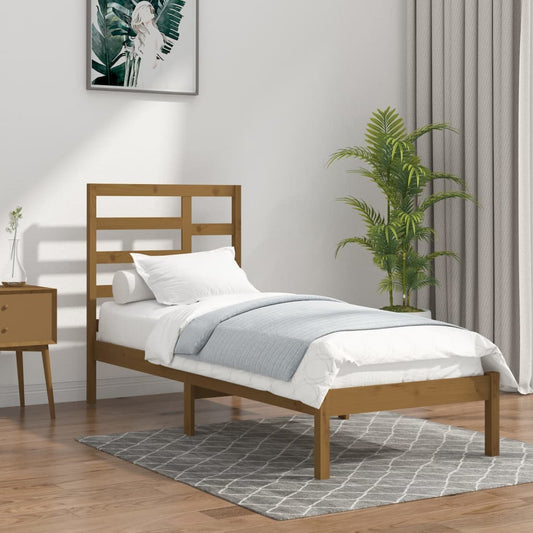 Bedframe Massief Hout Honingbruin 90X190 Cm 3Ft Single