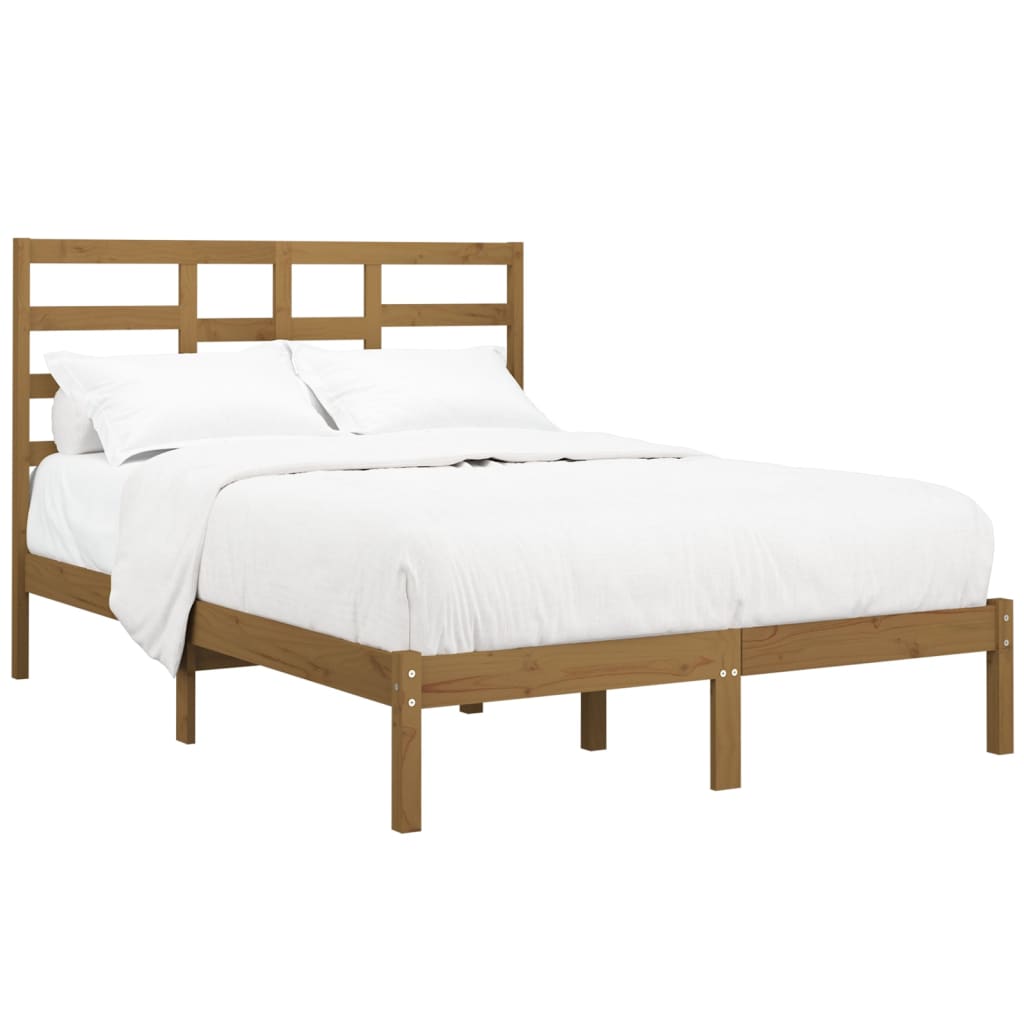 Bedframe Massief Hout Honingbruin 120X190 Cm 4Ft Small Double