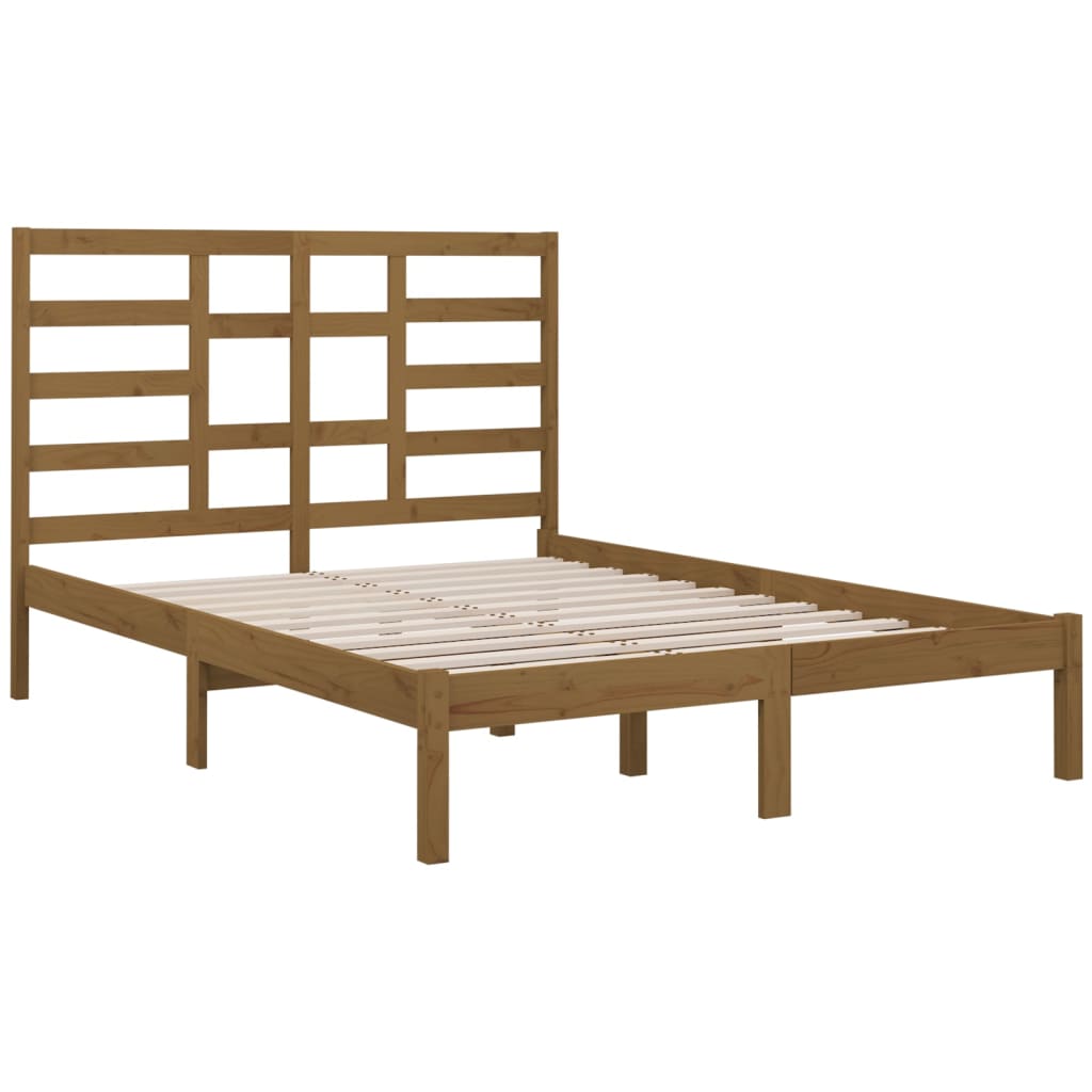 Bedframe Massief Hout Honingbruin 120X190 Cm 4Ft Small Double